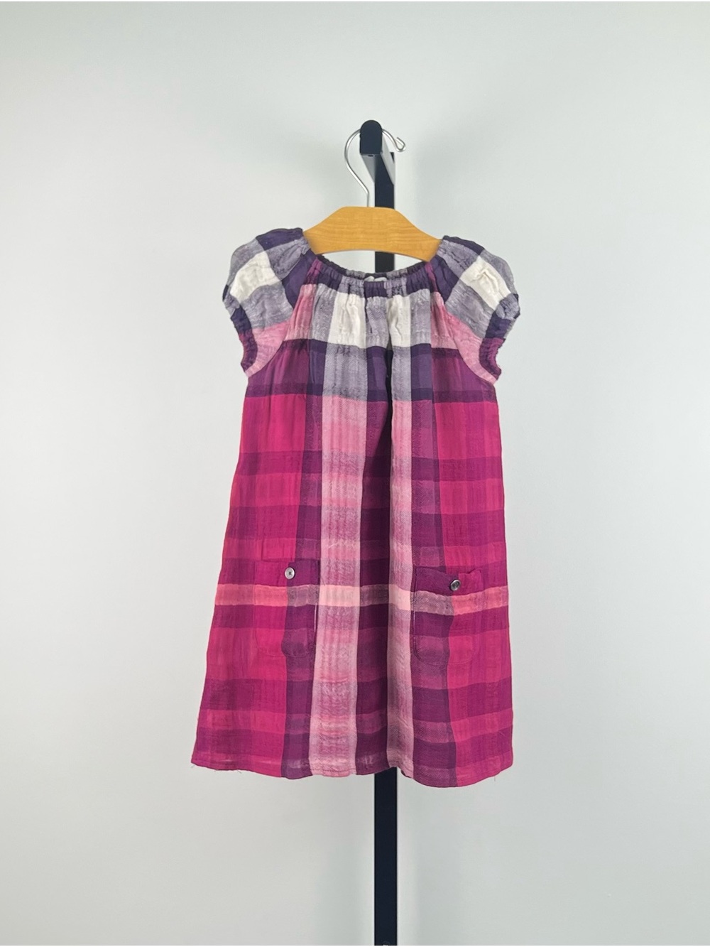 Burberry Girls Plaid Check Dress, Purple & Magenta, 2Y